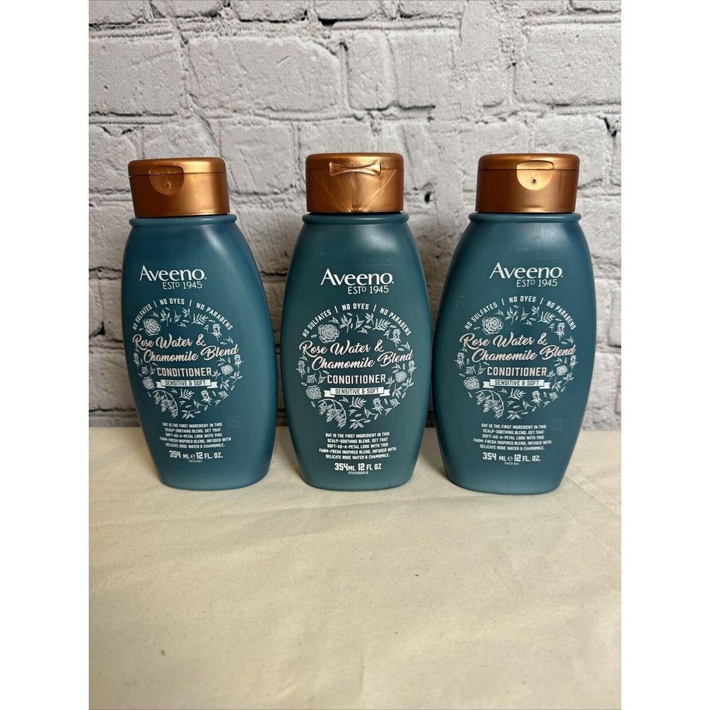 Lot of 3 Aveeno Rose‎ Water & Chamomile Blend Conditioner 12 FL OZ Each Bottle - Picture 3 of 3